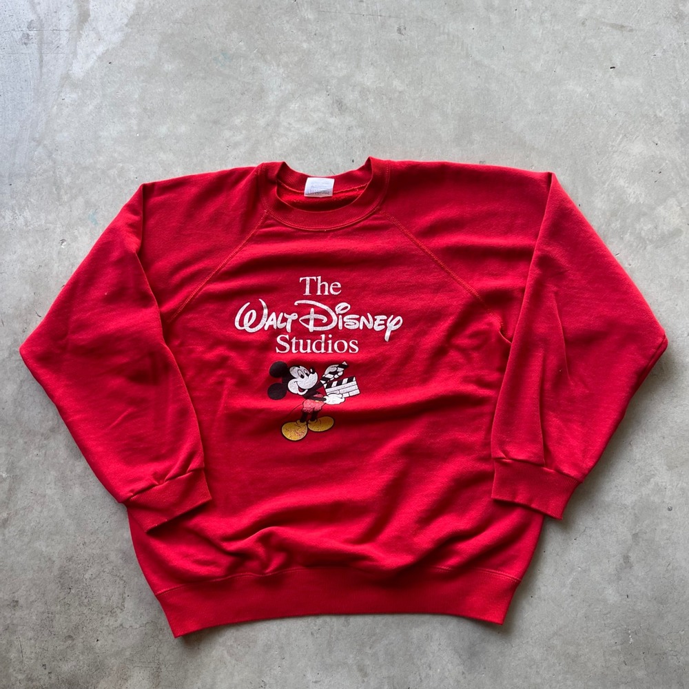 Vintage Hanes Walt Disney Studios Mickey Mouse Sweatshirt Red Mens Large USA
